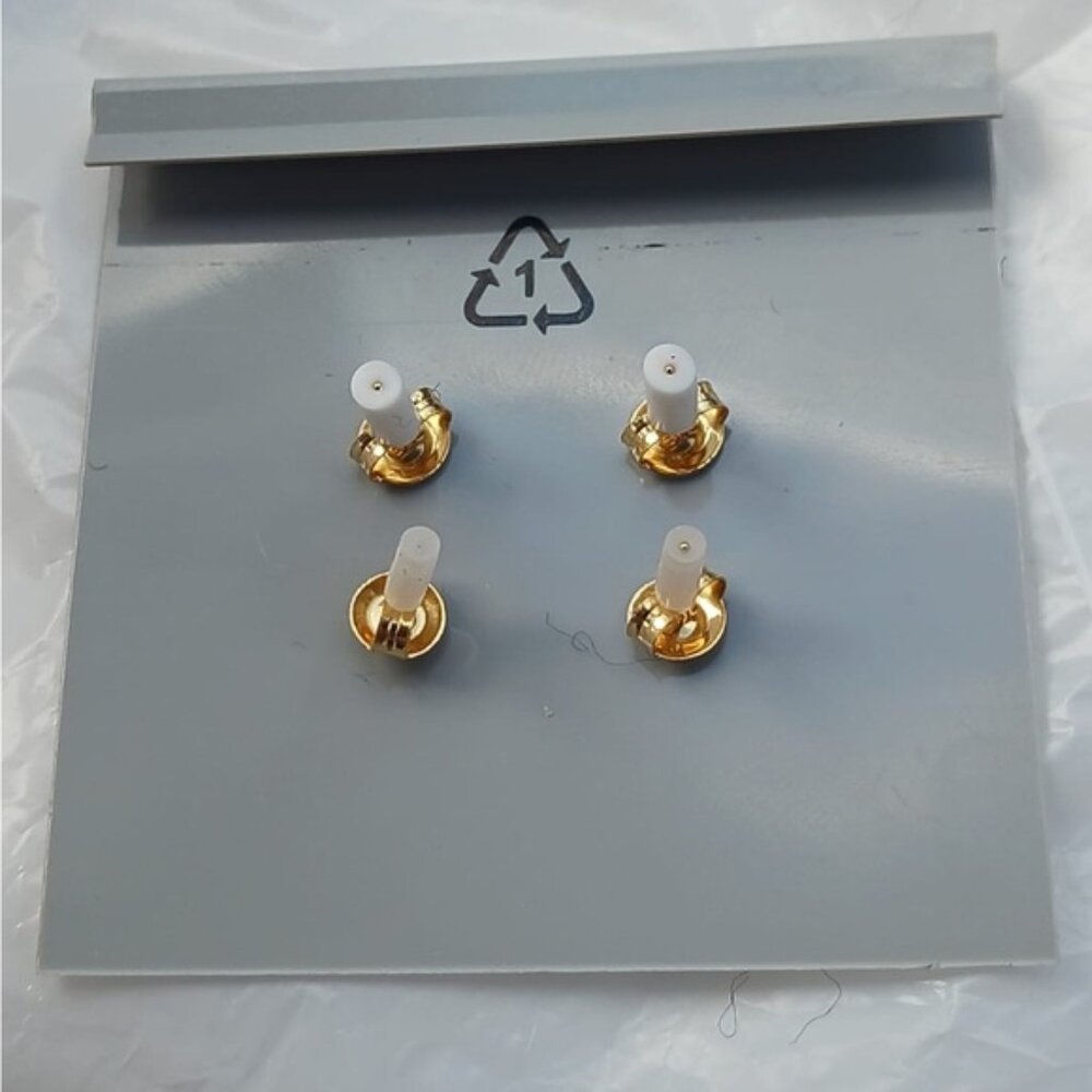 Rachel Zoe Set of 2 Mini earrings Clover Sterling silver 925 Gold Plated - Picture 10 of 13